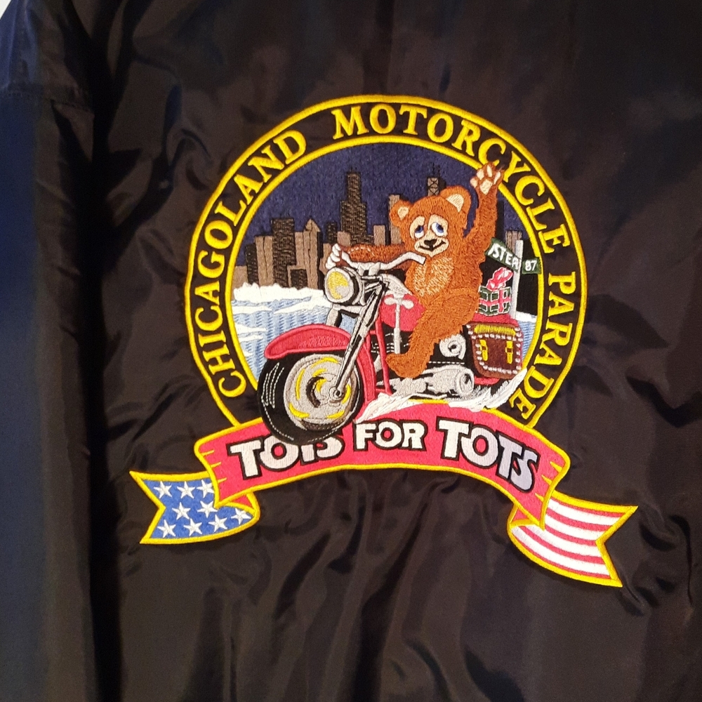 Holloway Quilted Jacket, Chicagoland Toys for Tots Motorcycle Run, VTG Black, XL
